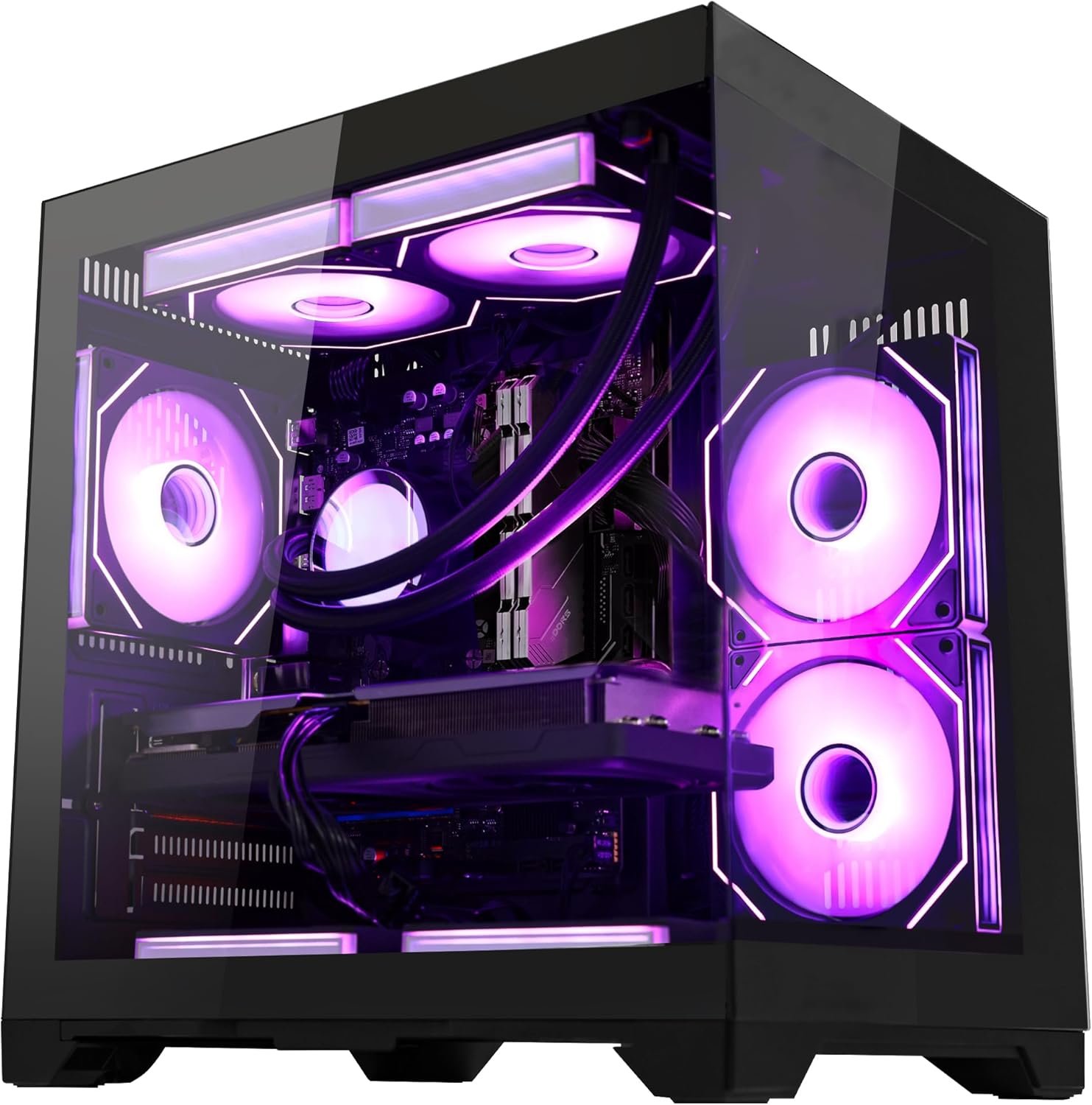Gaming Desktop PC- AMD Ryzen 5 9600X 6-Core 3.9GHz- AMD RX 9060XT 16GB- 32GB DDR5 6000MHz RAM- 1TB PCIe +1TB SATA SSD- WiFi & BT- PSU 650W- Liquid Cooled PC Computer- Windows 11- Black