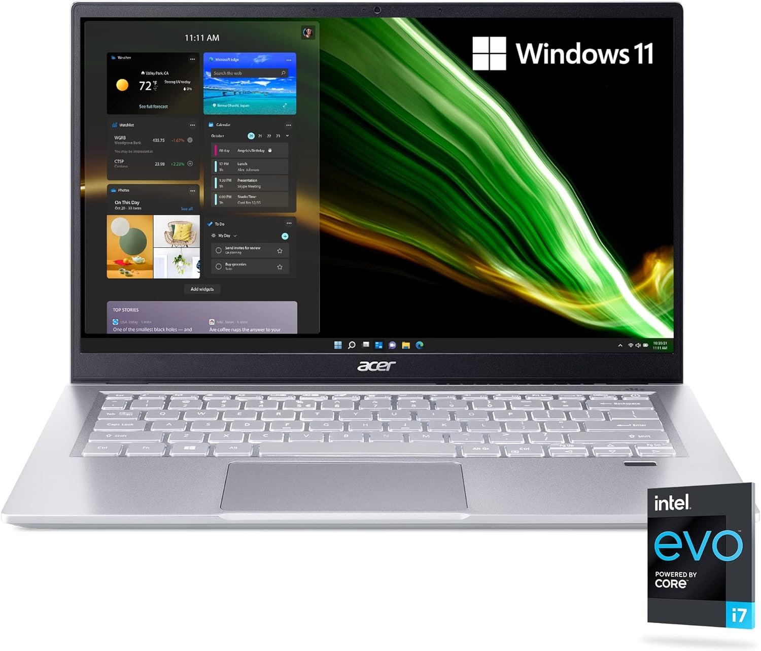 acer Swift 3 Intel Evo Thin & Light Laptop 14.0″ Full HD IPS Intel Core i7-1165G7 Intel Iris Xe Graphics 16GB LPDDR4X 512GB NVMe SSD WiFi 6 Back-lit KB Windows 11 Home SF314-511-753K
