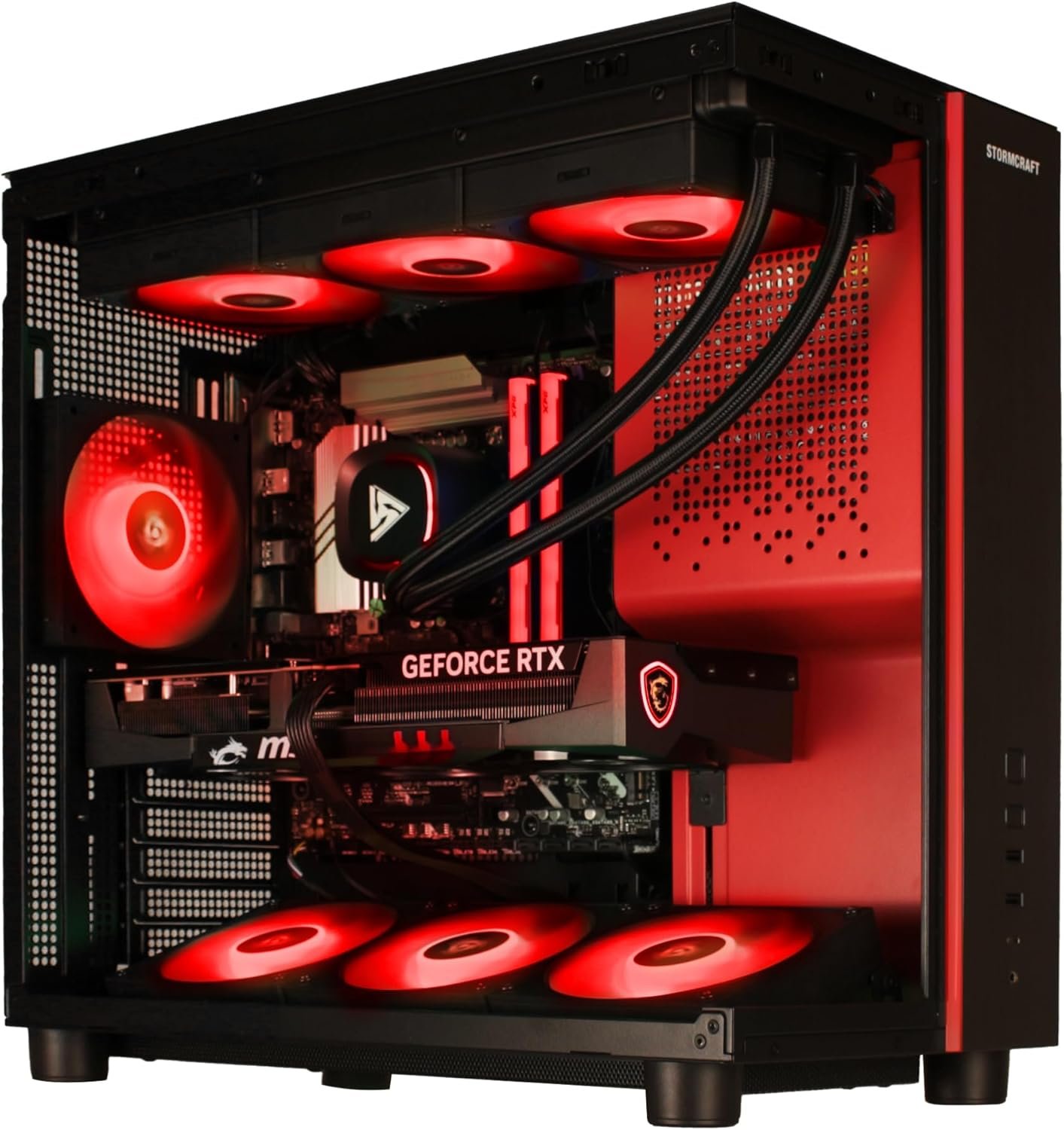 STORMCRAFT Phantom RTX 5080, AMD Ryzen 7 9800X3D, 32GB DDR5 RAM 6000MHz, 2TB NVMe Gen4 SSD, B850 Chipset 850w PSU 360mm AIO, Win 11 Home, RGB Keyboard Mouse, WiFi BT HDMI AI Prebuilt Gaming Desktop PC