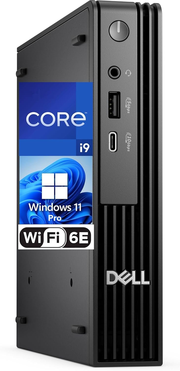 Dell Pro Micro Computer, Intel Core i9-12900K, 64GB RAM, 2TB NVMe SSD, USB Type-C, Built in AX WiFi, Bluetooth, Display Port, HDMI, Windows 11 Pro – AI Copilot, Black Desktop