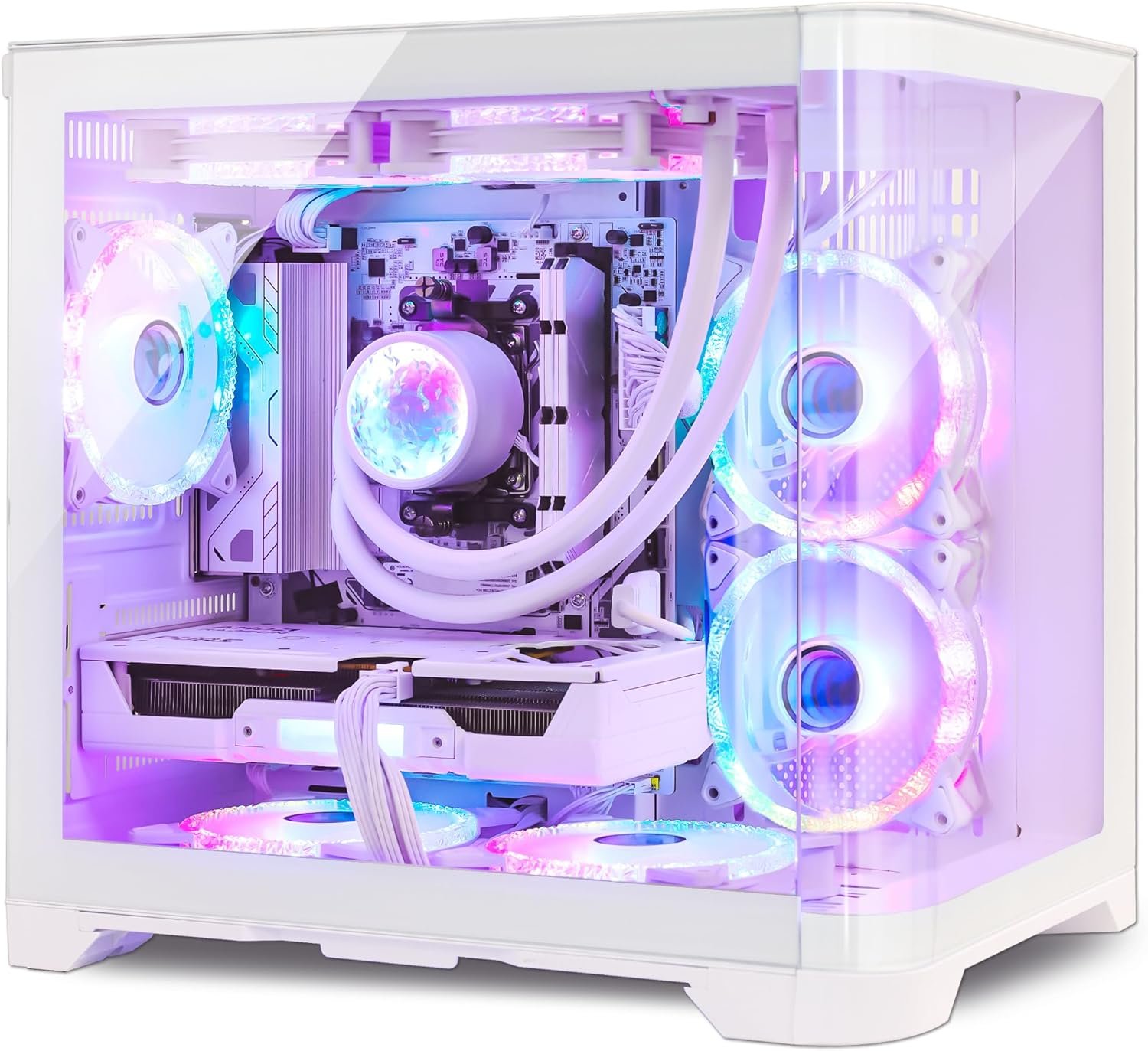 Poseidon Gaming PC Desktop | AMD Ryzen 5 9600X, RTX 5070 12GB | 32GB DDR5 6000MHz RAM, 1TB SSD | Liquid Cooled & 7 RGB Fans | High-Performance Pre-Built Tower for 1440p Gaming, Work, Home – White