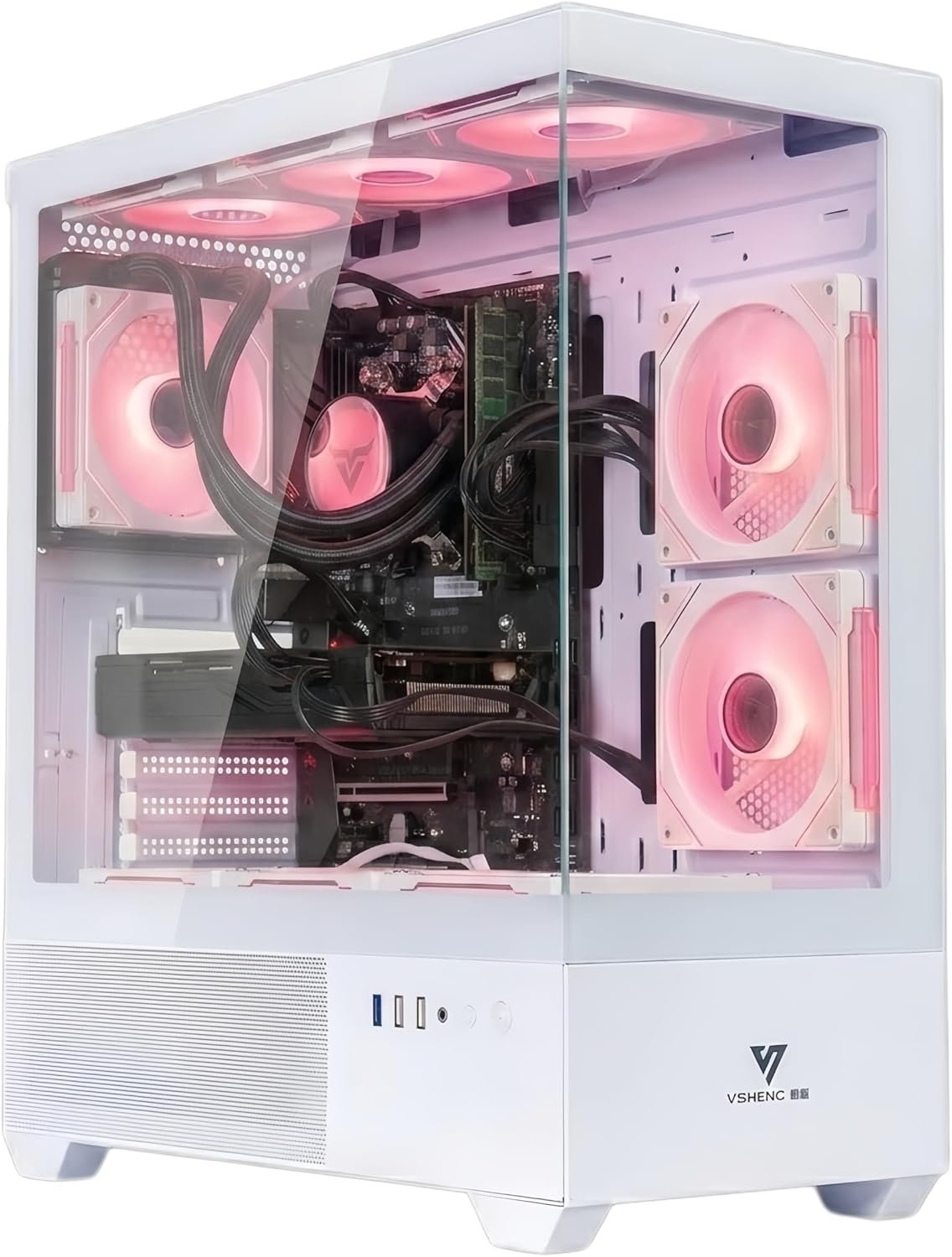 Gaming PC Computer,Ryzen 5 3500X,GTX1060 Graphics,16GB DDR4 RAM,512GB NVME SSD,1TB HDD,WiFi6,BT 5.4 Windows 11,ARGB Keyboard & Mouse,Liquid Cooled PC Desktop